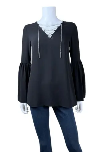 MICHAEL Michael Kors Metal Chain Lace Up Women’s Blouse Size X