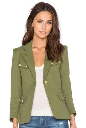 Smythe Revolve olive green blazer cotton linen peak lapel Sz 4
