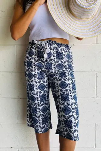 Boho Capri Pants Blue Size M