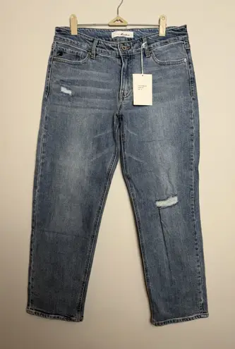 KanCan Womens Light Distressed Wide Leg High Rise Straight Denim Jeans Size 29 Blue
