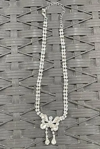 Cider Silver Sparkly Butterfly Necklace