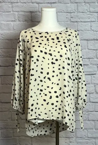 Paper Moon Black & Cream Polka Dot High-Low Blouse Women's Large