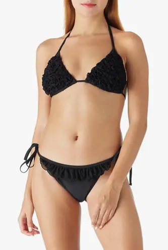 Relleciga Black Textured Bikini Set