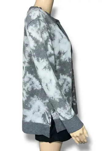 A&I Womens Sweatshirt Tunic Lace Up V Neck Tie Dye Pullover Gray Medium