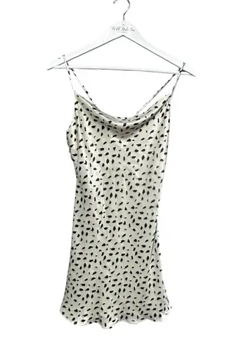 Lola Grace Cowl Neck Cream Black Ultra Mini Slip Dress Small