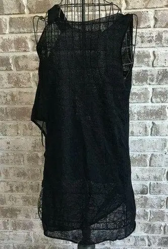 Stella Carakasi Black dress Sz XS Asymmetrical Semi Sheer Linen Nylon B…
