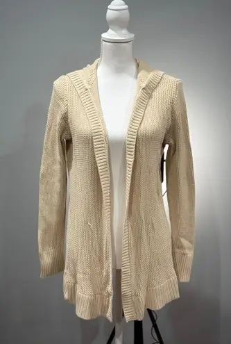 Marled Reunited Clothing Cream Marled Hooded Knit Open Sweater Size M EUC