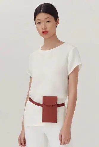 Cuyana Convertible Belt Bag in Rust Pebbled Leather Gold Hardware NEW Red