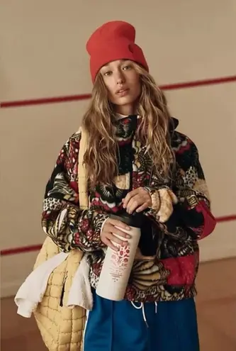 Free People Movement Wild and Free Fleece jacket Pullover in Wildflower Retro Red