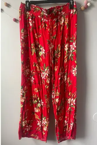 Joe Benbasset Red Floral Hawaiian Palazzo Pants