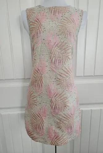 FRNCH Paris Shift Dress Size S Orange Pink Purple Tweed Cotton Lined Cutout Back