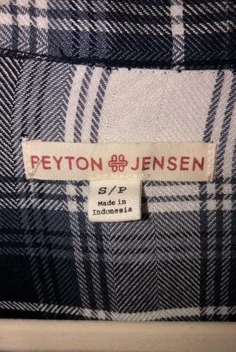 Peyton Jensen Womens Size S Shirt Brushed Flannel Long Sleeve Plaid Blue Tunic