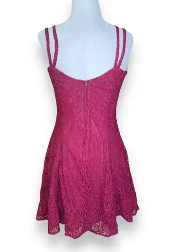 Vintage All That Jazz Slip Dress Burgundy Floral Lace Cocktail Sleeveless Mini Red Size XS
