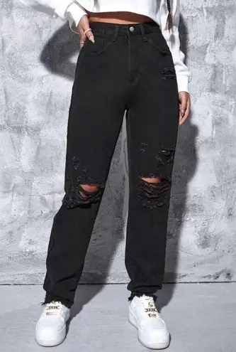 SheIn Black Distressed Jeans