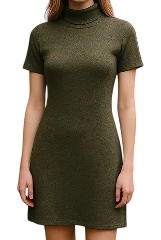 JILLIAN JONES Olive Green Wool Blend Turtleneck Sweater Dress Womens Size S