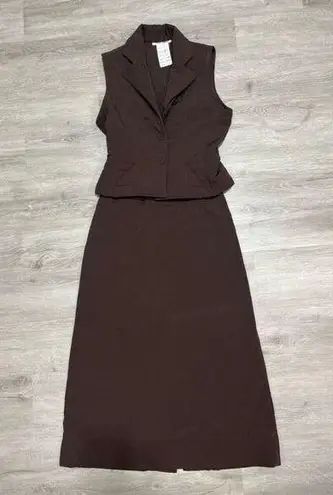 Designer Yoshi Kondo Two Piece Vest and Skirt Women’s Size Medium Brown