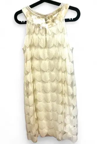 Maggy London lace beaded cocktail dress in light cream color size 14