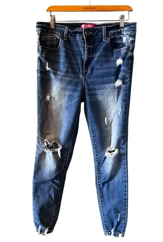 Wax Jean Wax Jeans Butt I Love You Stretch Distressed Denim Skinny Sz 15 Med Wash Hi-Rise