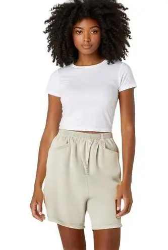 Chic Vintage Yellow Stripe Long Baggy Shorts Womens 12 White