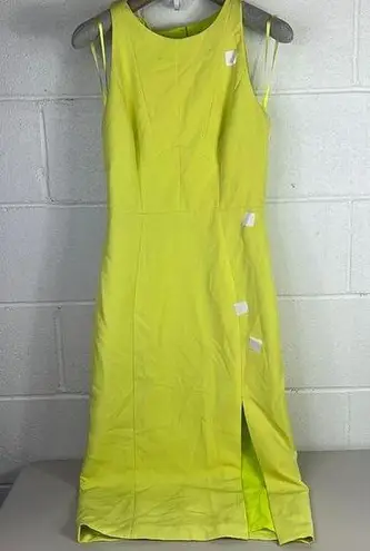 Milly rtr Midi Dress bright Fluorescent Yellow green sheath bow. Size 2