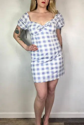 City Triangles Off Shoulder Puff Sleeve Gingham Dress size Large