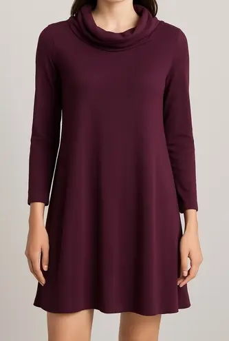 2B Studio Plum Purple Cowl Neck Long Sleeve Tunic Dress Size Medium