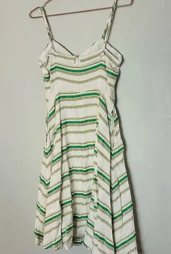 Hutch White Green Striped Marissa Full Skirt Sweetheart Neckline Dress Size 8