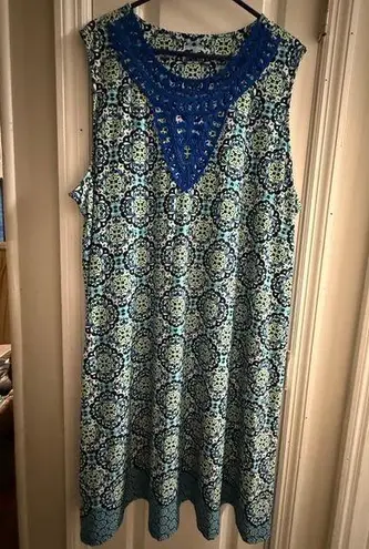 kim rogers Curvy Blue and White Patterned Dress