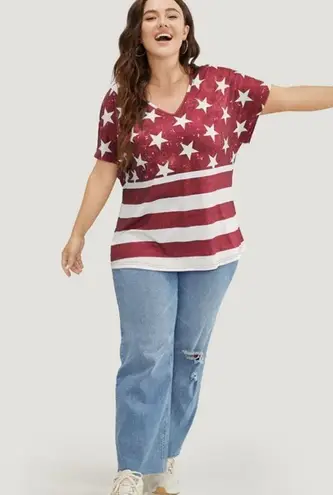 NWT!Women's Red & White Star Print Top Size 14