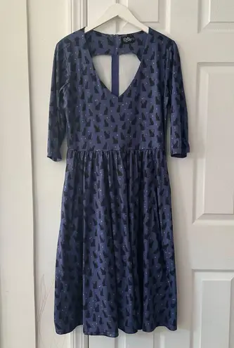 Dolly and Dotty Unique Vintage Billie Purple Black Cat Silhouette Flare Dress 10