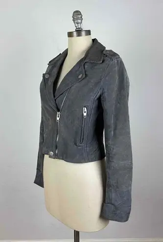 C&C California Leather Biker Epaulet Jacket Size XS Gray