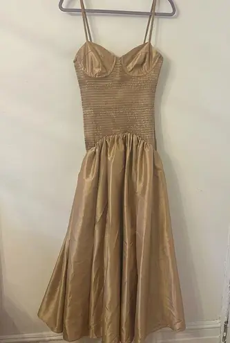 Hutch NWT Lietta Gown Gold Maxi Smocked Size M