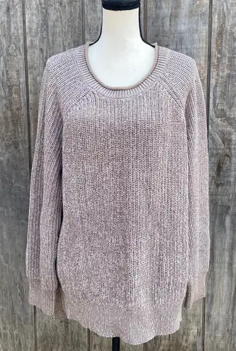 Ellen Tracy Tan Hi Low Knitted Crewneck Sweater Size XXL