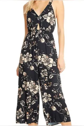 Saltwater Luxe Floral Jumpsuit Cropped Wide Leg Black Small Boho Hippie Beachy