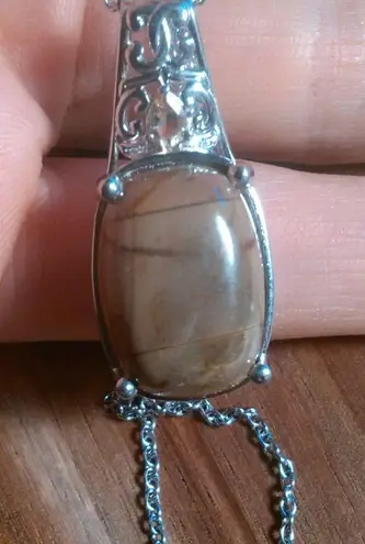 Cherry Creek Brazilian Citrine Platinum Bond Pendant Stainless Steel Necklace