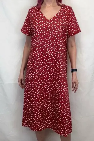 Brand Unknown Women's Midi Heart Dress XL Extra Large Wine Red White Pullover