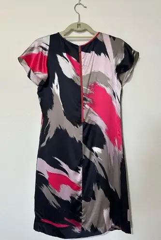 Ted Baker  London Silk Stenciled black and pink Dress in Size 6