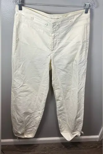L.A.M.B. Gwen Stefani White Linen Tie Ankle Pants Size 8