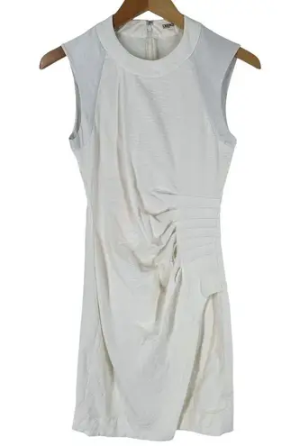 L'Agence White Side Pleat Notched Hem Sheath Bodycon Dress Size 2