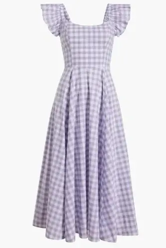 NWT Hill House Daphne in Lilac Jacquard Check Gingham Cotton Midi Dress S Purple