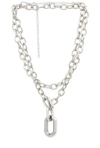 Amber Sceats Large Chain Layered Necklace in Silver Womens Chunky 2 pieces