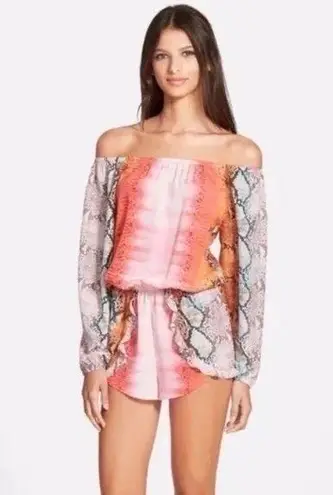 Lovers + Friends Carmella Snake Print Romper L
