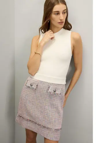 Ted Baker Mayumid Mixed Media Tweed Mock Neck Tank Mini Dress Size 6