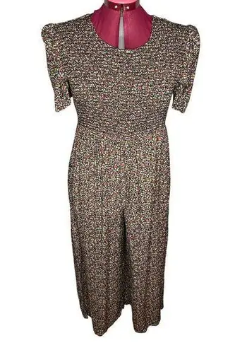 jumpsuit 1990s floral smocked top cottagecore pink yellow purple Size 26