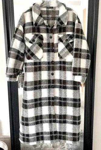 Flannel Plaid Long Jacket Size M