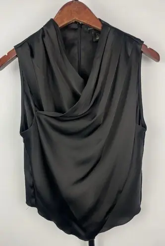 House of Harlow  1960 Black Satin Crossover Front Sleeveless Crop Blouse Size S thumbnail 1