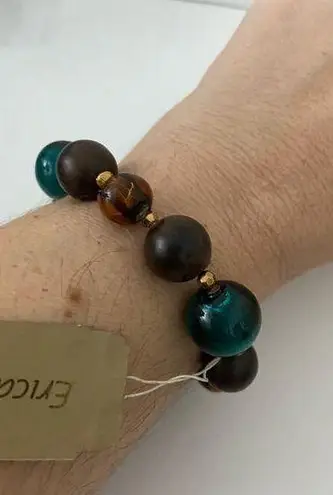 Boutique Erica Lyons teal and brown glass bracelet