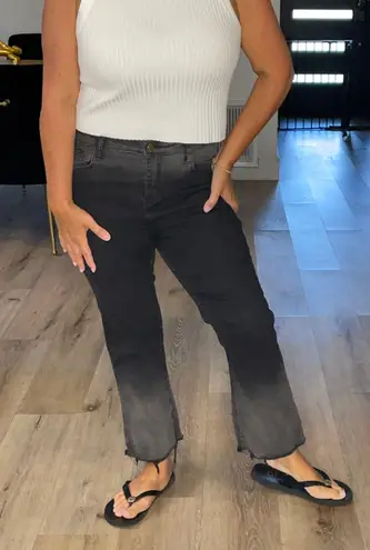 Chelsea & Violet Black Ombré Cropped Raw Hem Jeans