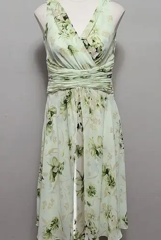 Coldwater Creek tonal green floral chiffon aline midi skirt size 6p