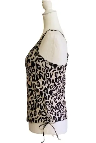 Esprlia Tankini Animal Print Black Cream Crisscross Straps Side Tie Swim Medium